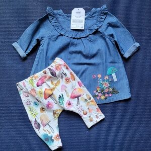 *Next*baby Denim Ruffle Top Set- Newborn
